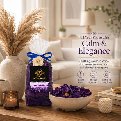 SIGNAMIO Potpourri Flowers - Dry Flowers for Decoration, Scented Dry Flower Mix for Home Decor, Natural Fragrance, Floral Arrangement, Aromatic Bowl Filler, Gift Basket Filler - Lavender