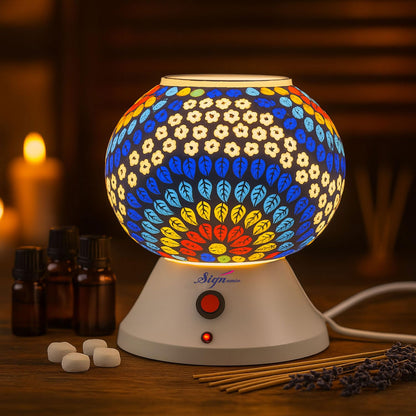 Signamio Hand Made Table Top Camphor Diffuser Burner - Kapoor Dani Electrical Aroma Oil Diffuser Night Lamp - Kapoor Machine for Home & Office DN-4 (Aroma Oils not Included)