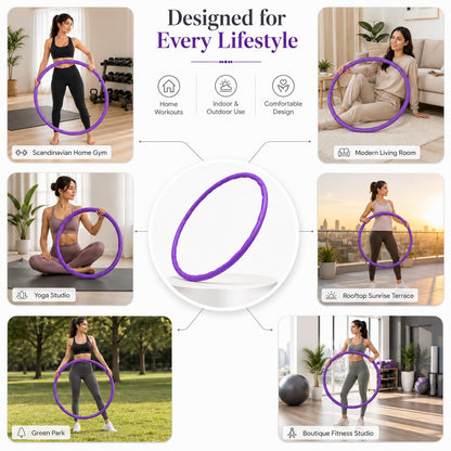 SIGNAMIO® Collapsible Hula Hoop for Weight Loss and Fitness - Inter-Lockable Pieces, Exercise Ring for Kids and Adults, Unisex Hula Hoop for Women and Men, Perfect for Gymnastics and Fun - Purple