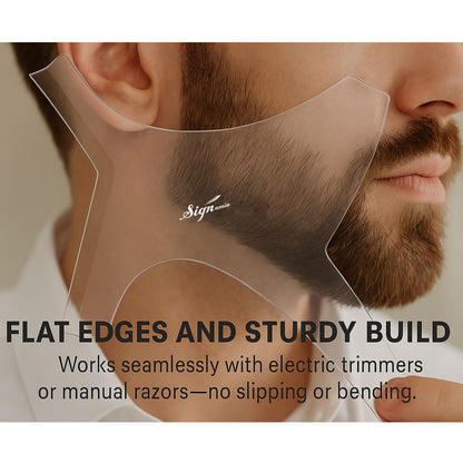SIGNAMIO All in 1 Multi Purpose Transparent Beard Shaper tool Kit for Men | Beard Shaping Stencil Comb for men styling shave for neck line guide - Grooming kit