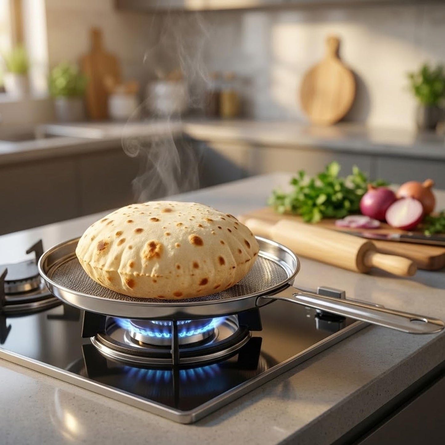 Signamio Gas Griller for Home - Phulka Grill for Gas Stove, Roti Jali, Papad Jali, Pulka Grill, Gas Roaster - Ideal Kitchen Tool for Perfect Phulka Roti and Crispy Papad - 36x20 cm