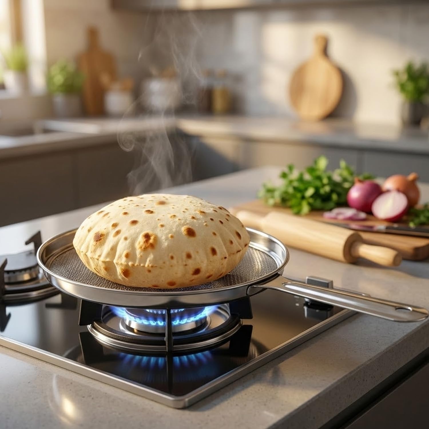 Signamio Gas Griller for Home - Phulka Grill for Gas Stove, Roti Jali, Papad Jali, Pulka Grill, Gas Roaster - Ideal Kitchen Tool for Perfect Phulka Roti and Crispy Papad - 36x20 cm