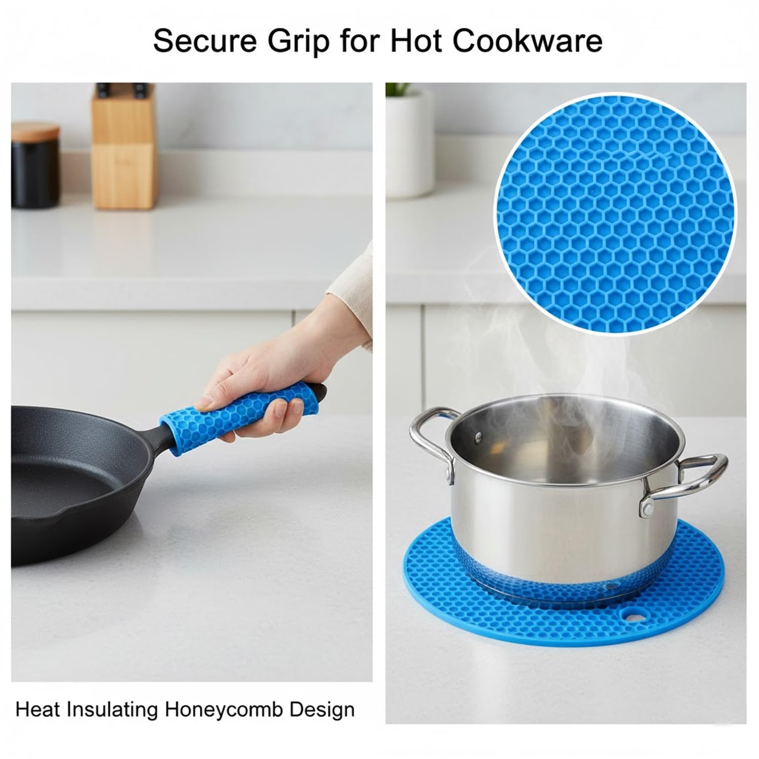 Signamio Silicone Mat for Kitchen - Pack of 4 Round Heat Mats - Coasters for Dining Table for Hot Pots - Durable Trivet Mat for Versatile Use