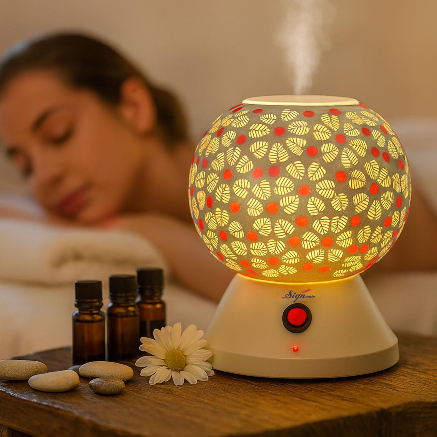 Signamio Hand Made Table Top Camphor Diffuser Burner - Kapoor Dani Electrical Aroma Oil Diffuser Night Lamp - Kapoor Machine for Home & Office DN-4 (Aroma Oils not Included)