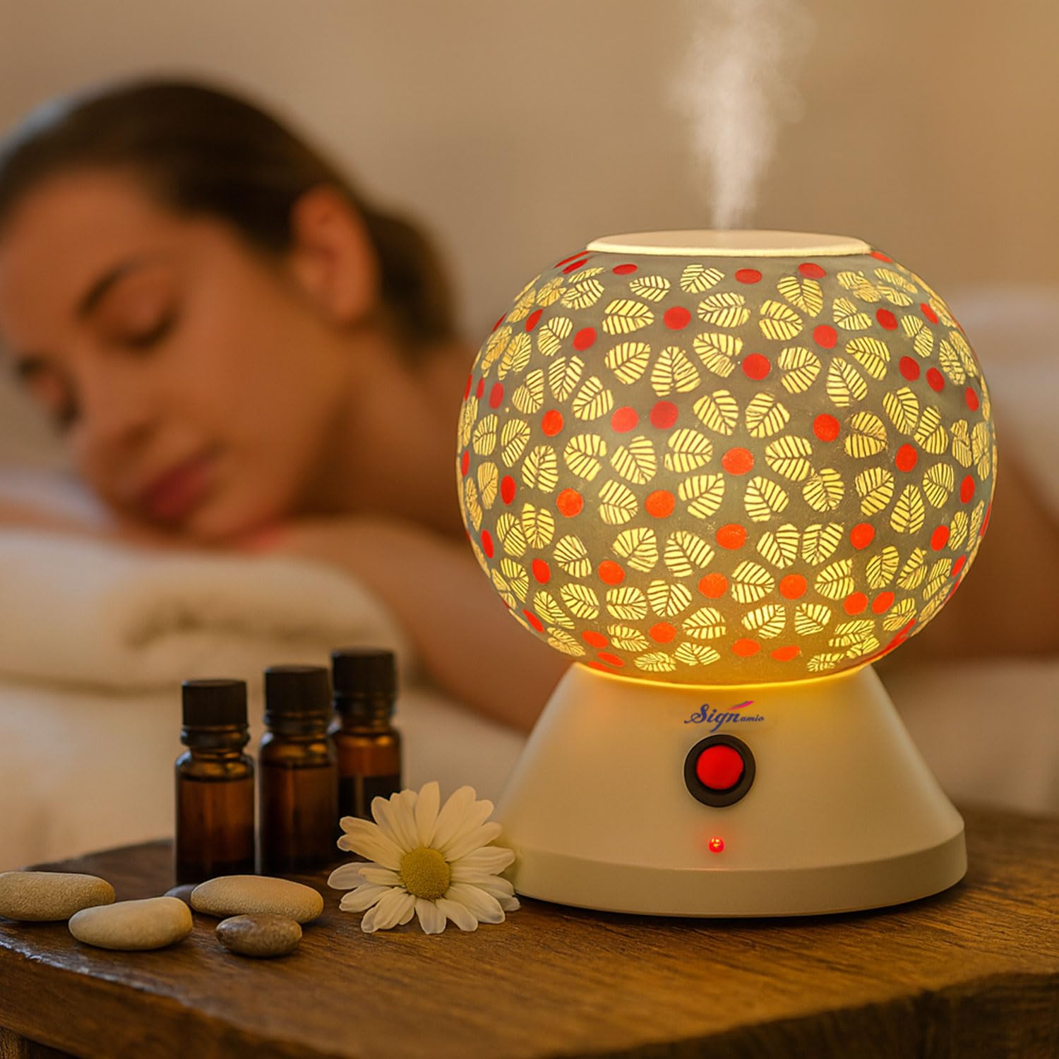 Signamio Hand Made Table Top Camphor Diffuser Burner - Kapoor Dani Electrical Aroma Oil Diffuser Night Lamp - Kapoor Machine for Home & Office DN-4 (Aroma Oils not Included)