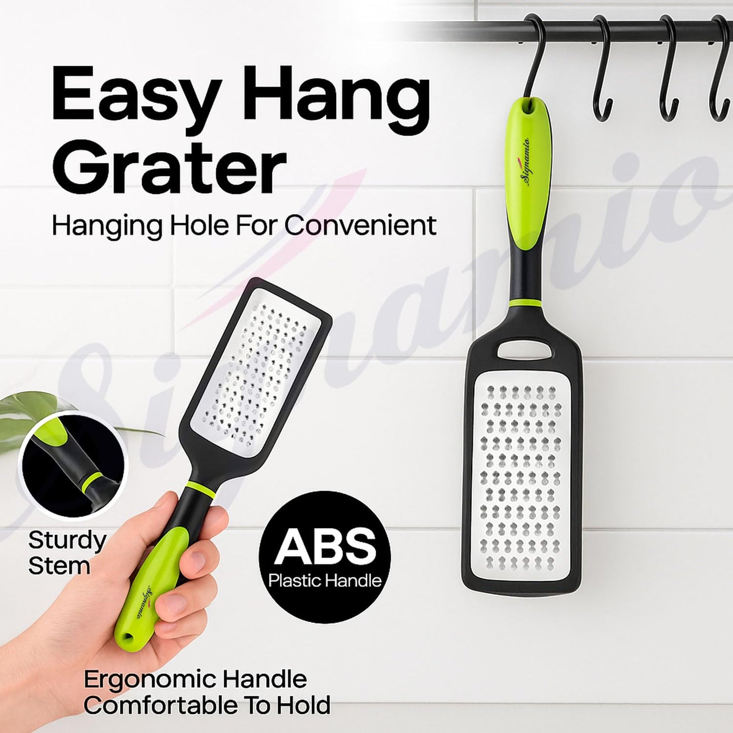 SIGNAMIO® Hand Kadukas Cheese Grater and Vegetable Shredder for Kitchen Stainless Steel Ginger Crusher, Carrot Grater, Garlic Slicer with Protective Cover (Green)