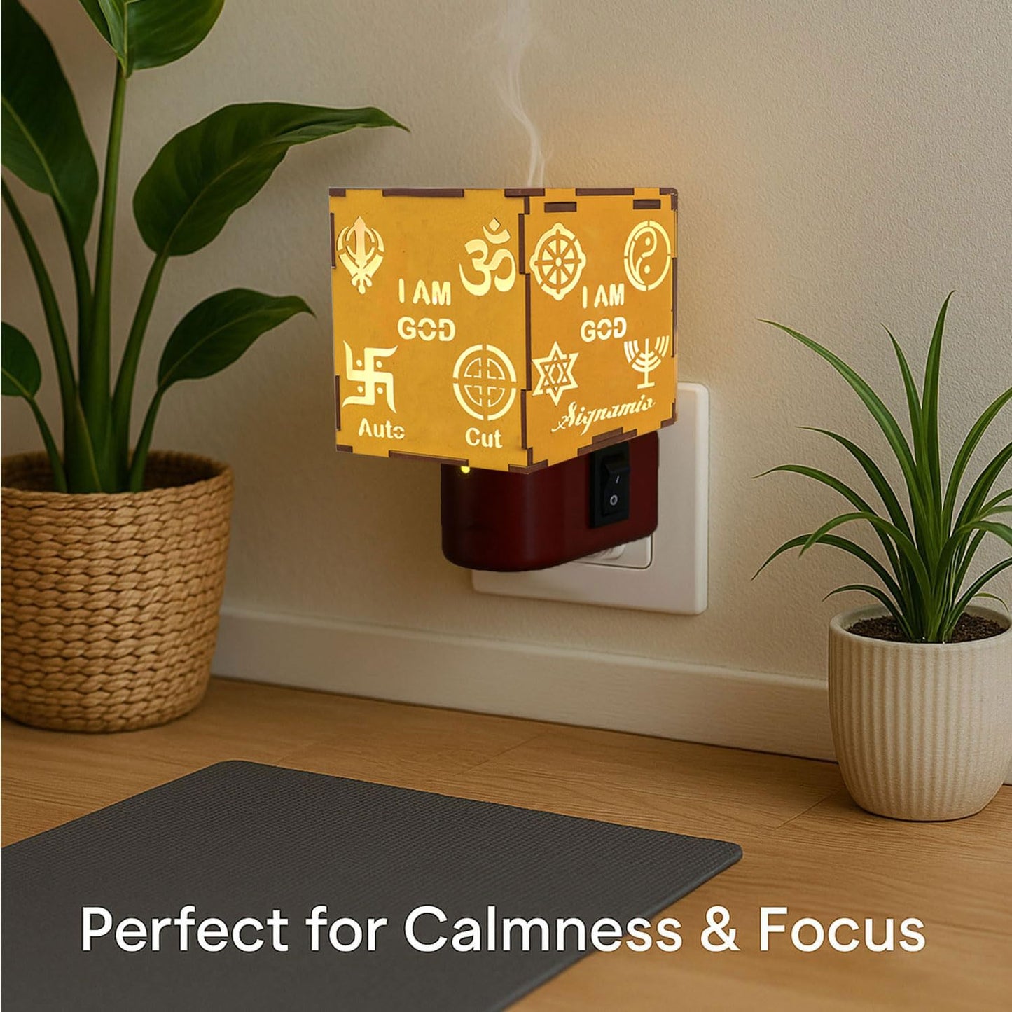 Signamio I AM THE ONLY ONE Auto Cut Night Lamp Camphor Diffuser Burner - Electric Kapoor Dani Machine, Efficient Kapoor Dani Electrical Camphor Burner for Home, Office