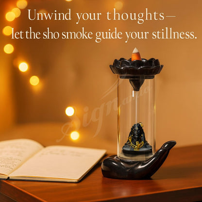 Signamio Adiyogi Shiva Backflow Smoke Fountain - Ceramic Shivling Fountain with 30 Cones, Lord Shiva Idols for Home Decor, Spiritual Mahadev Murti for Meditation and Relaxation