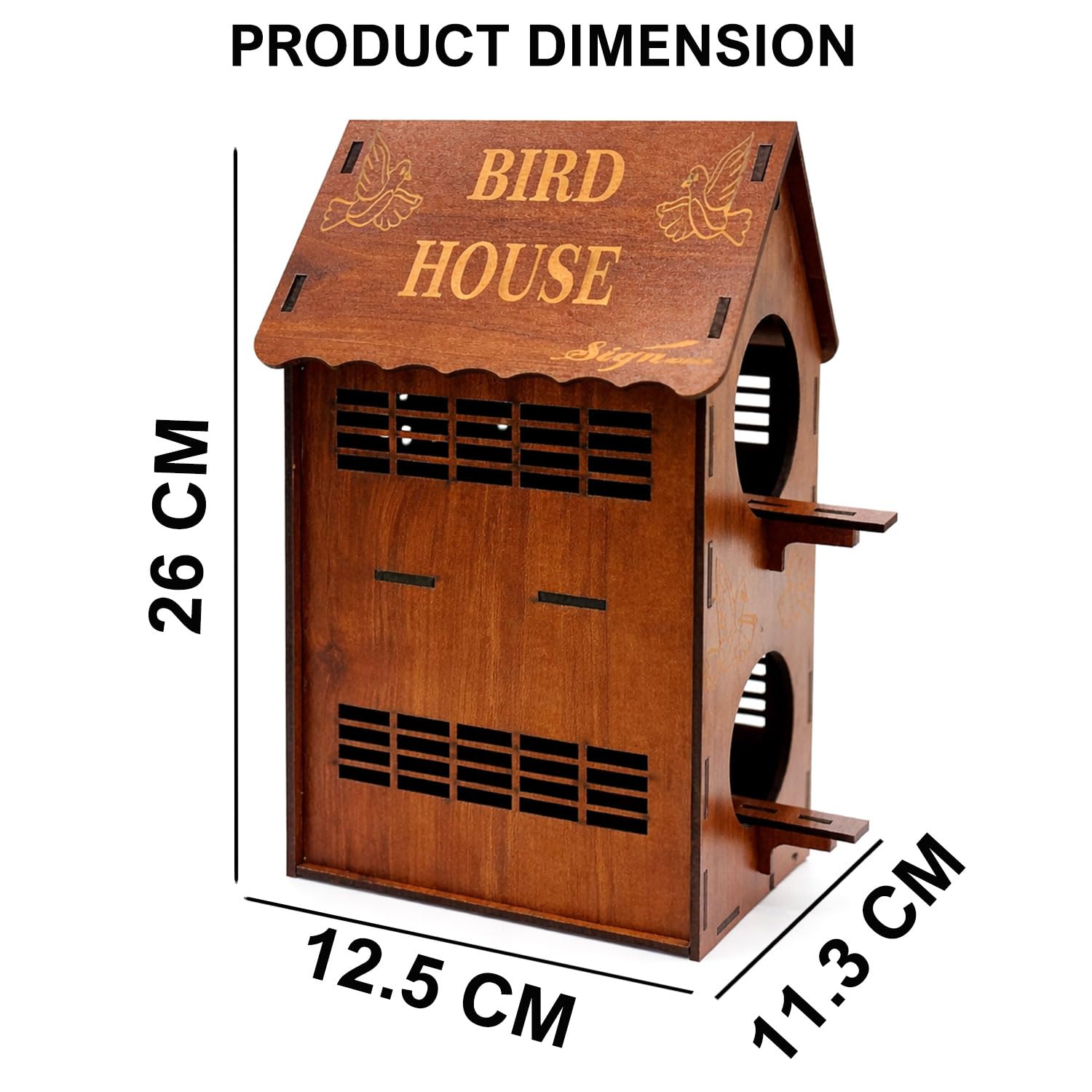 Signamio Upgraded Dual Bird Nest Space, Wooden Bird House - Ideal Birds Nest for Outdoor Gardens, Durable Wood Construction, Perfect for Attracting and Sheltering Diverse Bird Species