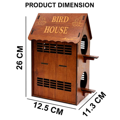 Signamio Upgraded Dual Bird Nest Space, Wooden Bird House - Ideal Birds Nest for Outdoor Gardens, Durable Wood Construction, Perfect for Attracting and Sheltering Diverse Bird Species