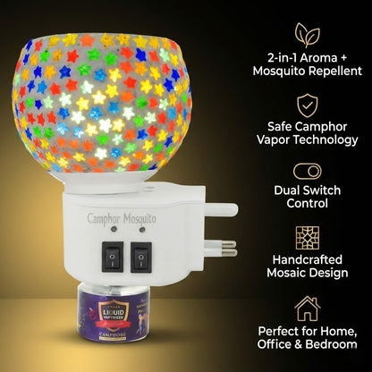 Signamio 3 in 1 Multi-Functional Camphor Diffuser Burner - Kapoor Dani Electrical Camphor with Night Lamp & Mosquito Repellent | Kapoor Dani for Home Fragrance and Ambient Lighting DN-27