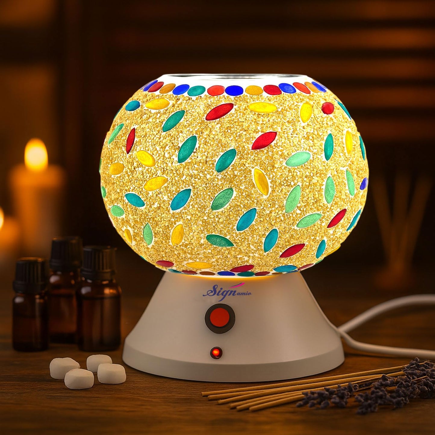 Signamio Hand Made Table Top Camphor Diffuser Burner - Kapoor Dani Electrical Aroma Oil Diffuser Night Lamp - Kapoor Machine for Home & Office DN-1 (Aroma Oils not Included)