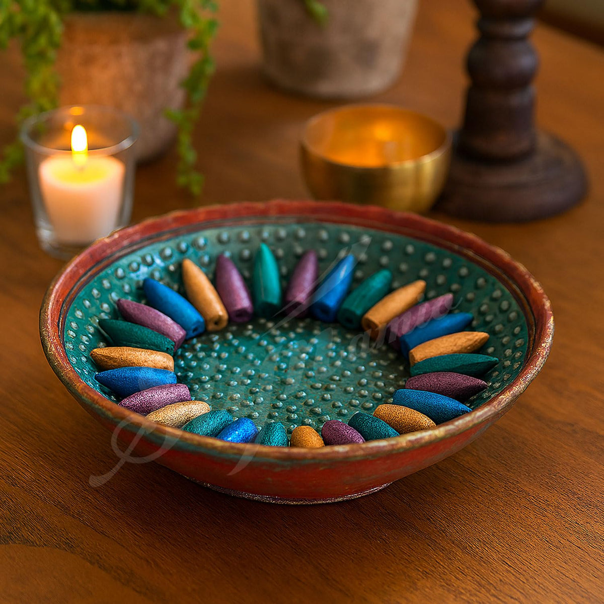SIGNAMIO Wood Back Flow For Incense Holder Burner Back Flow Incense Cones, Aromatherapy Ornament Home Decor-100-Pcs-Cone-Multi Color