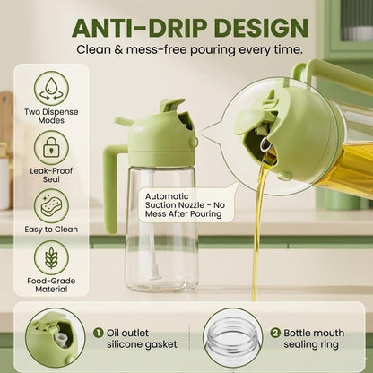 Signamio 2in1 Glass Oil Sprayer Bottle for Cooking - Versatile Oil Dispenser for Kitchen - Premium Oil Dispenser for Precise Cooking with Innovative Design for Easy Use and Refill