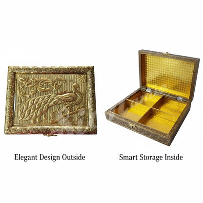 Signamio Decorative Dry Fruit Container Box - 4-Container Dryfruit Box for Home Decor, Elegant Wooden Dry Fruit Box with Lids, Ideal for Gifting and Organizing