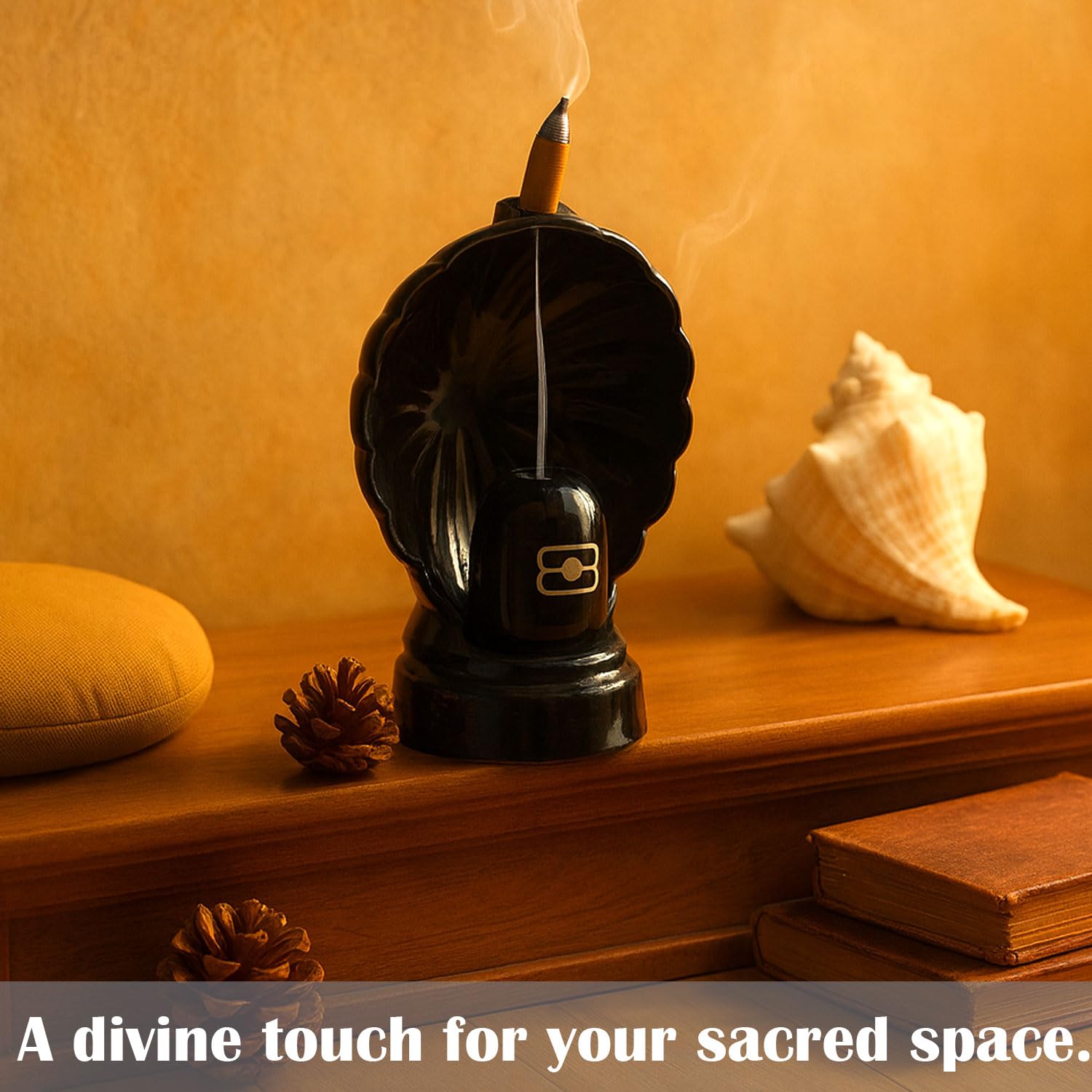Signamio Aromatic Essence of Ceramic Shivling Shiva Backflow dhoop Smoke Fountain Incense Burner Holder with 30 Cones - Incense Holder for Meditation and Home Decor