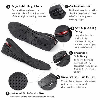 Signamio Height Increase Insoles for Men and Women, 4-Layer Adjustable Shoe Insoles for Men, Up to 9cm Height Booster Sole, Soft Material, 1 Pair, Sizes ranging US 4 to 9