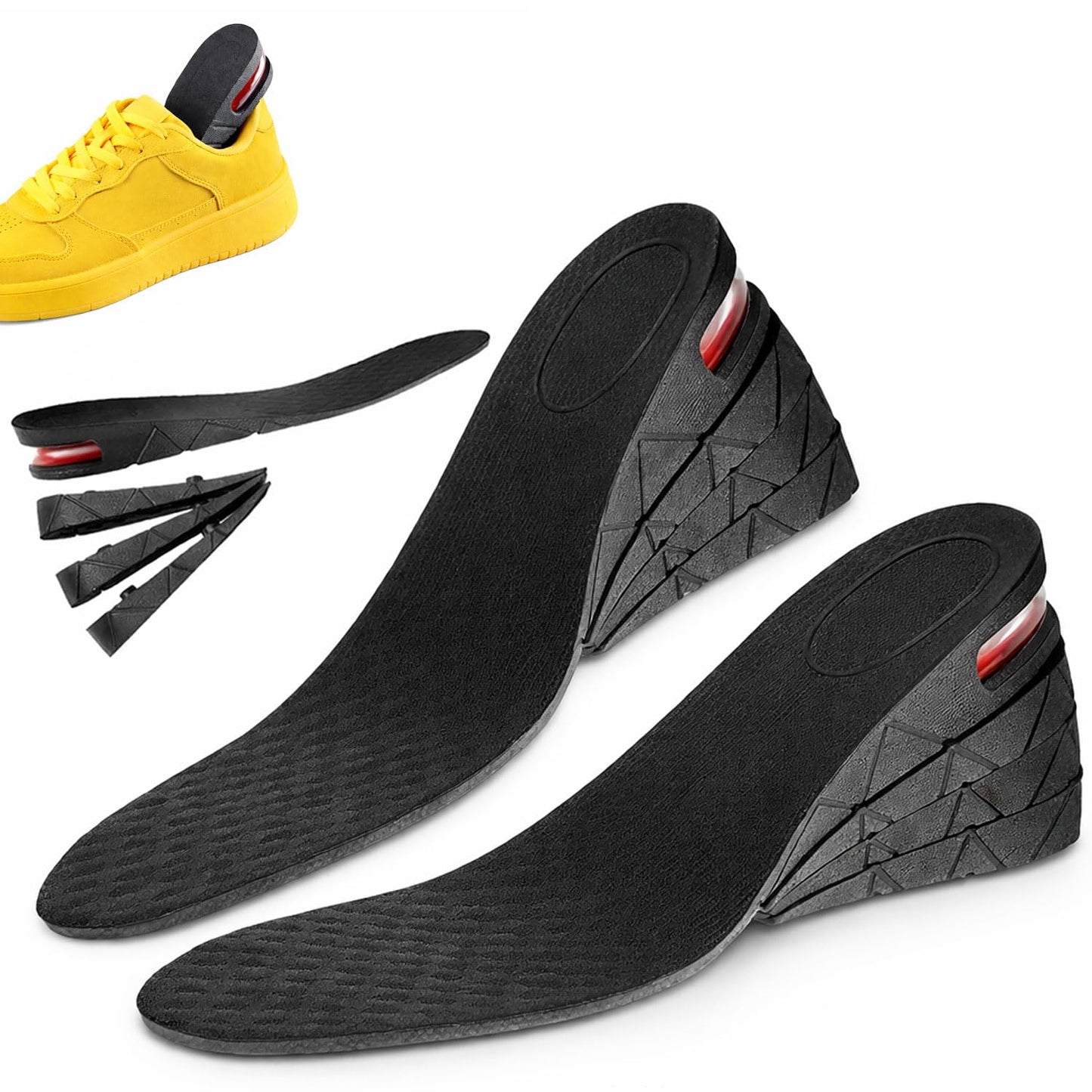 Signamio Height Increase Insoles for Men and Women, 4-Layer Adjustable Shoe Insoles for Men, Up to 9cm Height Booster Sole, Soft Material, 1 Pair, Sizes ranging US 4 to 9
