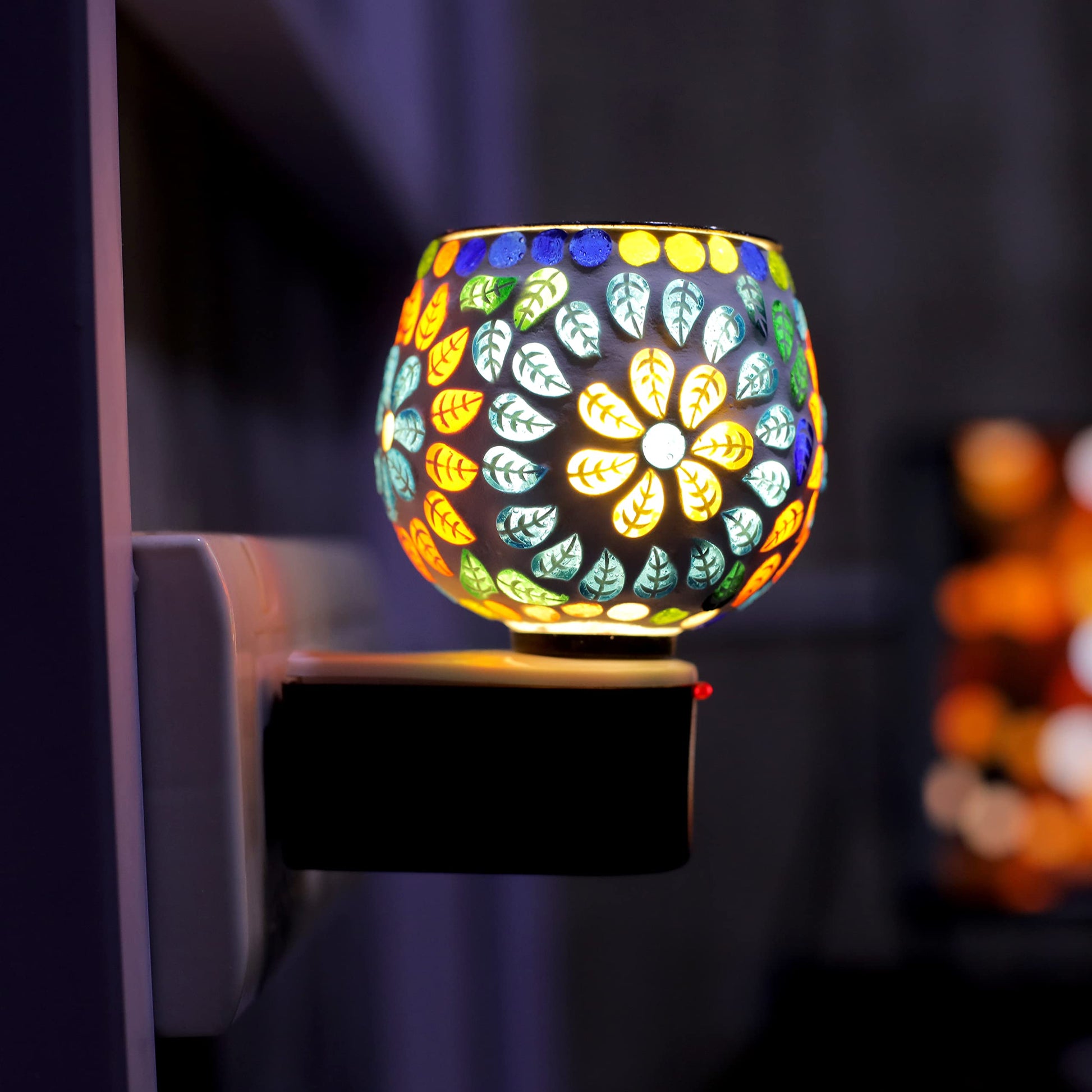 SIGNAMIO Multi Color 2 in 1 Electric Kapoor Dani Burner: Essential Home Fragrance Product & Room Freshener Diffuser with Night Lamp for Pooja Rooms, Aroma, Oil & Camphor Diffuser Capabilities-DN-16