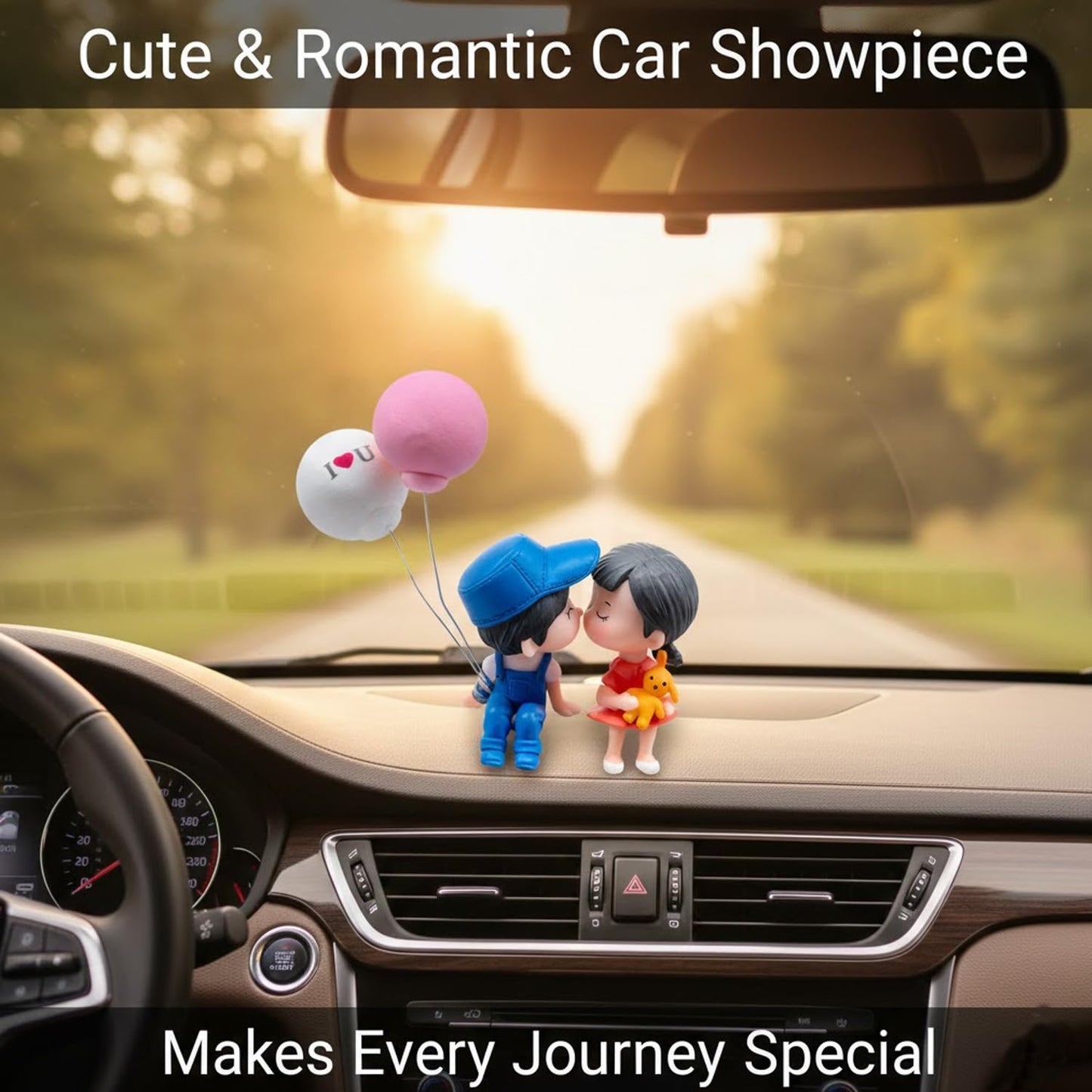 Signamio Bride Kissing Groom Romantic Couple Statue - Love Gifts for Girlfriend, Valentines Day, Valentine's Day Gift for Car Dashboard Decoration