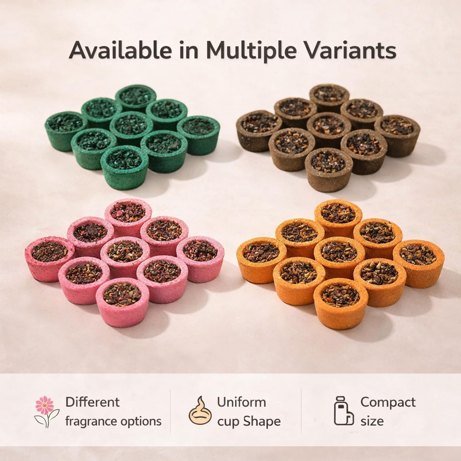Signamio Mini Sambrani Dhoop Cup Pack 5-60 Cup Dhoop with Loban, Guggal, Rose, Sandal, Mogra - Aromatic Dhoop Cup for Meditation and Relaxation - Traditional Fragrance