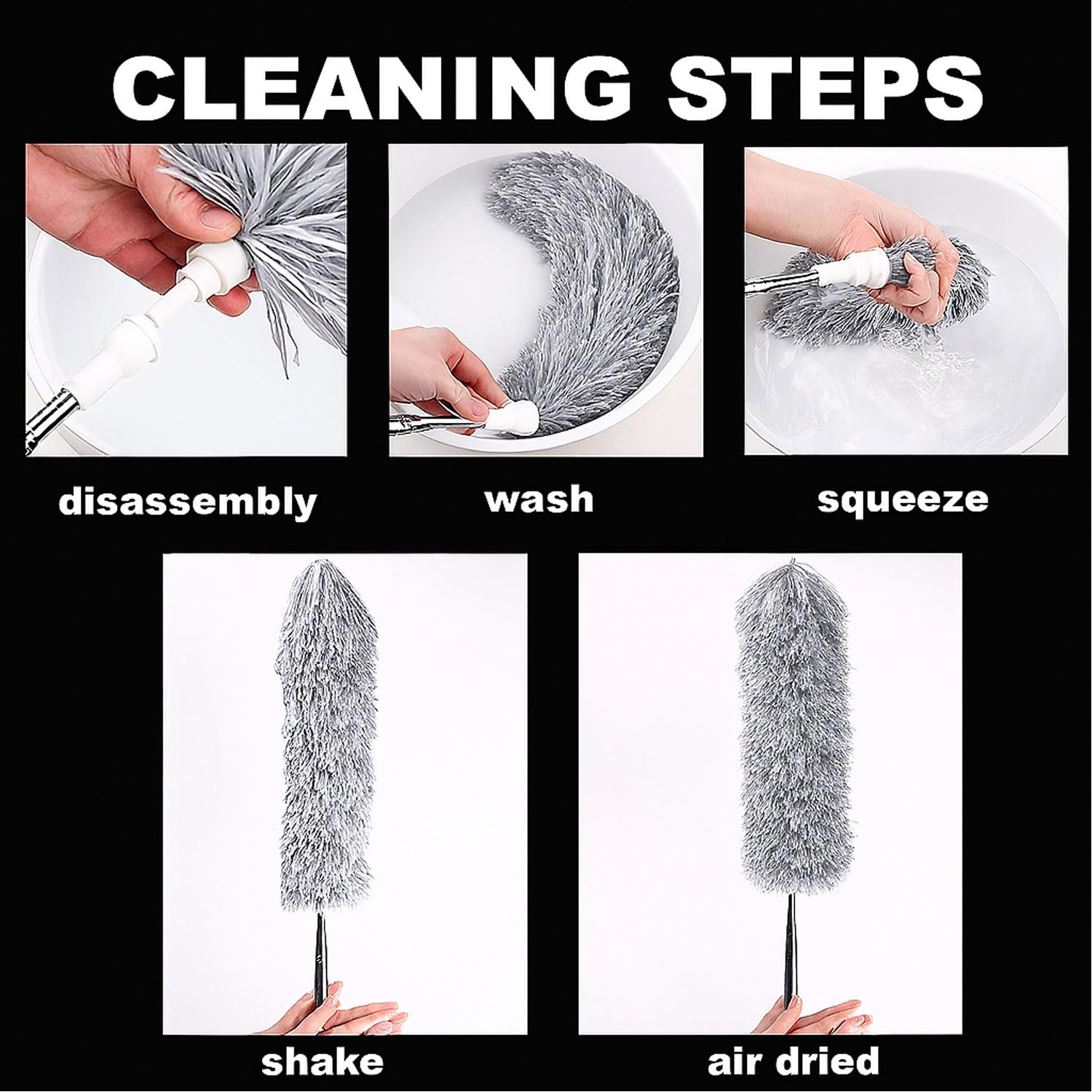 Signamio Cleaning Essentials: Microfiber Fan Cleaner & Wall Cleaning Mop with Long Handle, Expandable Dusting Stick, Extends Up to 100 Inches, Washable for Efficient Dust Removal