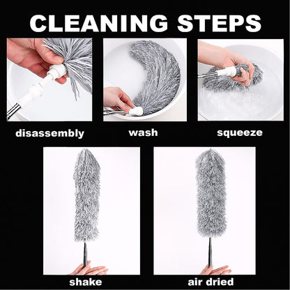 Signamio Cleaning Essentials: Microfiber Fan Cleaner & Wall Cleaning Mop with Long Handle, Expandable Dusting Stick, Extends Up to 100 Inches, Washable for Efficient Dust Removal