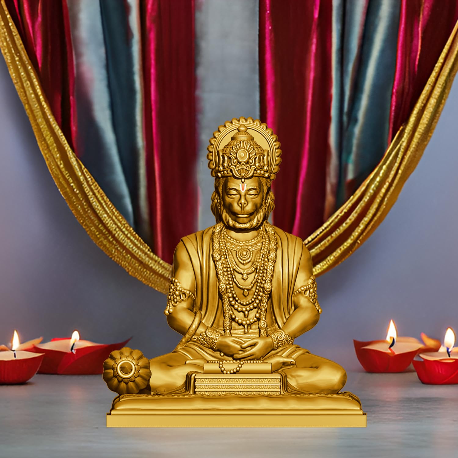 SIGNAMIO® Gold Hanuman Ji Idol Statue for Car Dashboard - Divine Bajrangbali Murti, Perfect Hindu God Gift Item and Home Puja Decoration Ideal Hanuman Murti as Car Dashboard Accessory