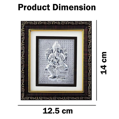 SIGNAMIO 999 Pure Silver Ganesha Photo Frame - Elegant Gift for Pooja Room, Ideal Pure Silver Gift Items