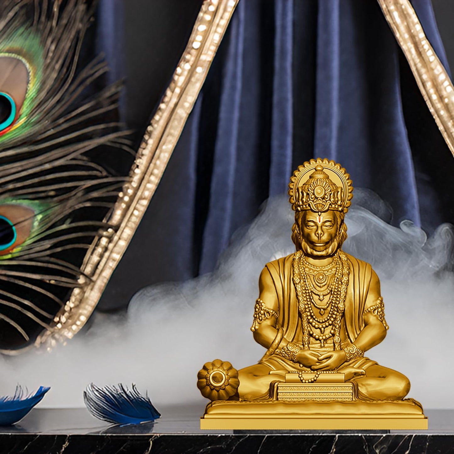 SIGNAMIO® Gold Hanuman Ji Idol Statue for Car Dashboard - Divine Bajrangbali Murti, Perfect Hindu God Gift Item and Home Puja Decoration Ideal Hanuman Murti as Car Dashboard Accessory