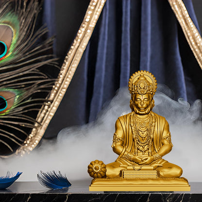 SIGNAMIO® Gold Hanuman Ji Idol Statue for Car Dashboard - Divine Bajrangbali Murti, Perfect Hindu God Gift Item and Home Puja Decoration Ideal Hanuman Murti as Car Dashboard Accessory