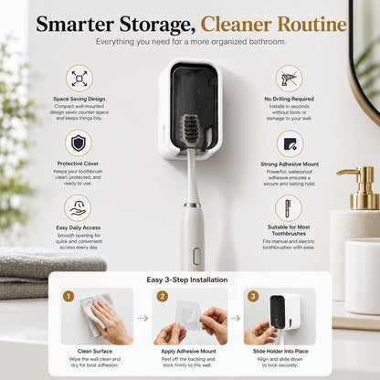 Signamio 4 Pcs Set of Tooth Brush Holder Bathroom, Self Adhesive Toothbrush Holder Wall Mount, Bathroom Organizer & Brush Holder for Bathroom, Toothbrush Holders for Bathroom Wall, Toothbrush Stand