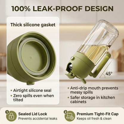 Signamio 2in1 Glass Oil Sprayer Bottle for Cooking - Versatile Oil Dispenser for Kitchen - Premium Oil Dispenser for Precise Cooking with Innovative Design for Easy Use and Refill