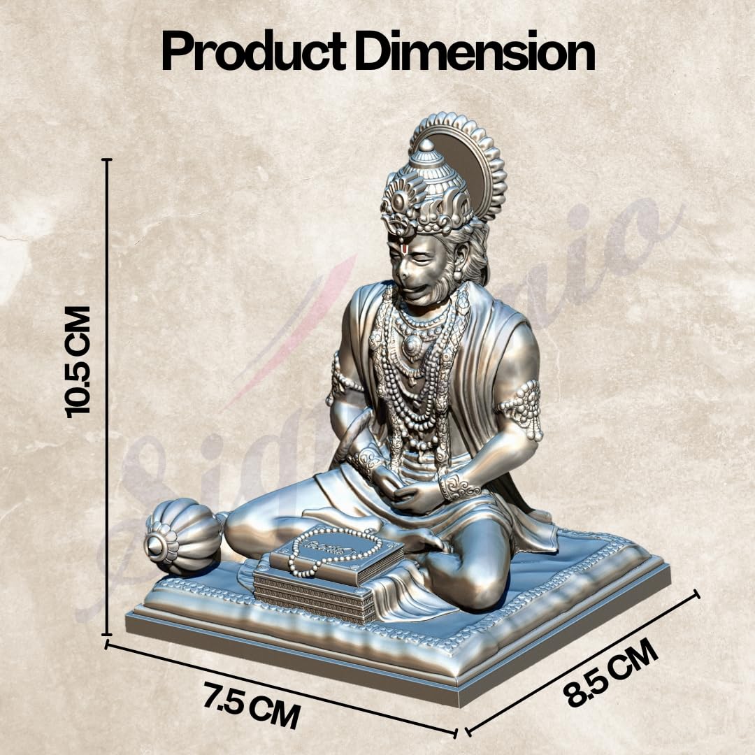 SIGNAMIO® Silver Hanuman Ji Idol Statue for Car Dashboard - Divine Bajrangbali Murti, Perfect Hindu God Gift Item and Home Puja Decoration Ideal Hanuman Murti as Car Dashboard Accessory