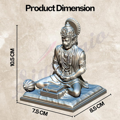 SIGNAMIO® Silver Hanuman Ji Idol Statue for Car Dashboard - Divine Bajrangbali Murti, Perfect Hindu God Gift Item and Home Puja Decoration Ideal Hanuman Murti as Car Dashboard Accessory