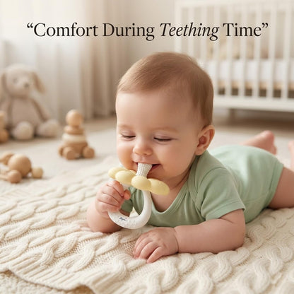 Signamio Silicone Teether for Baby, BPA Free - Food Grade, Non Toxic PVC Free, Easy Grip Handle, Soft Edges, Baby Teethers for 6 to 12 Months, Teethers for 3 to 6 Months, Soft - Yellow