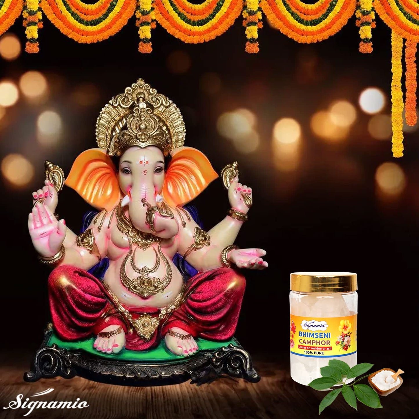 SIGNAMIO® Pure Bhimseni/Kapur/Camphor Pooja Tablets/Original Karpoor/Low Smoke Kapur for Pooja/Kapoor (Camphor Tablet Jar, 100 gm X Pack of 1)