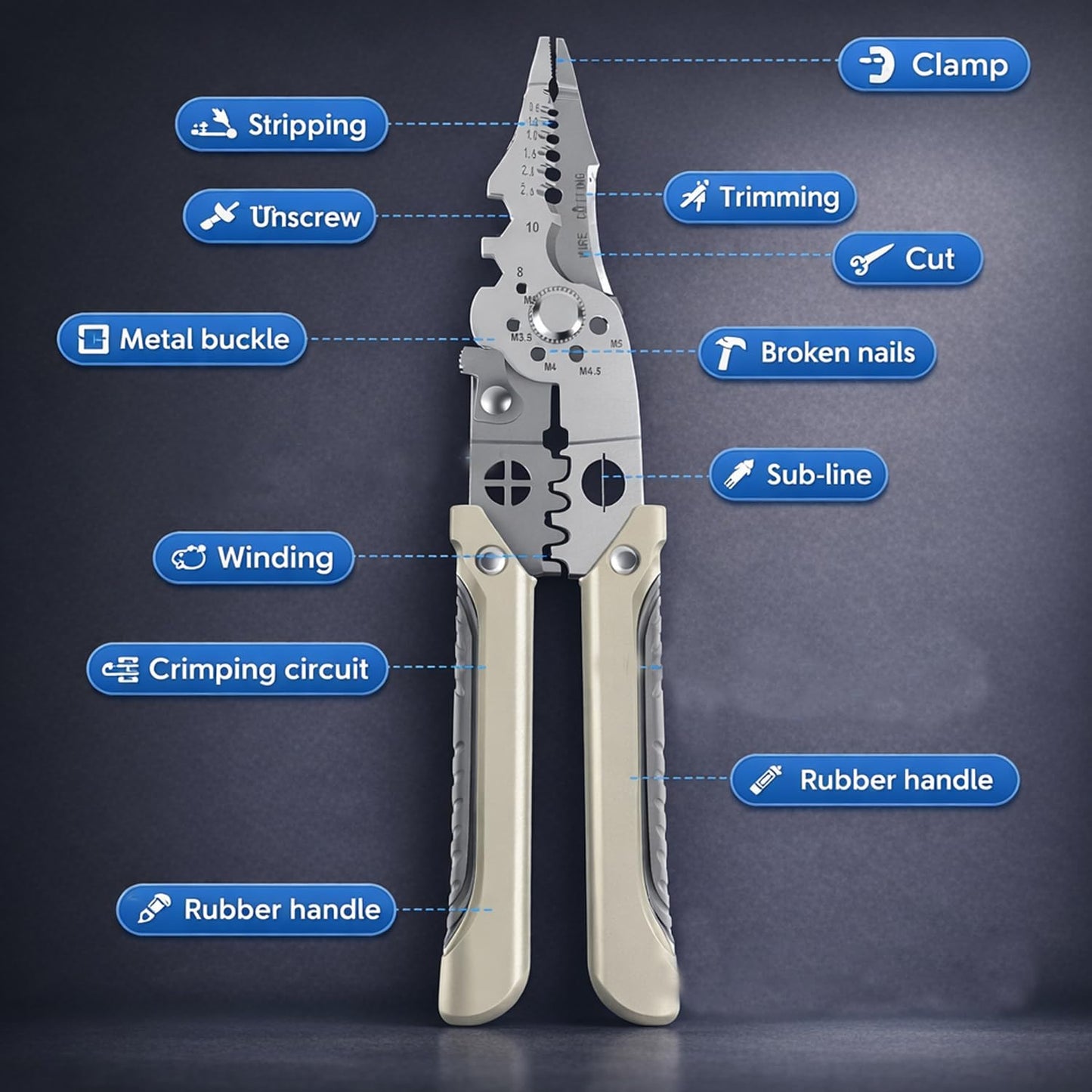 Signamio Multi-Functional Wire Cutter and Stripper Plier Tool - Essential Electrical Tools for Electrician Use, Durable and Precision Engineered for Professional and DIY Projects