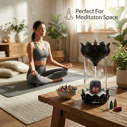 Signamio Aromatic Essence of Ceramic Shivling Backflow dhoop Smoke Fountain Incense Burner Holder with 30 Cones - Lord Shiva Incense Holder for Meditation and Home Décor, Black