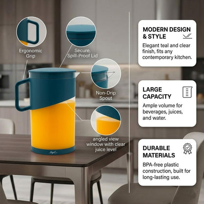Signamio 1800 ML Water Jug - Elegant Jug for Water and Juice Serving, Ideal Water Jugs for Dining Table - 1800 ML Capacity, Durable and Stylish Design for Home and Office Use-Green