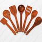 SIGNAMIO 7-Piece Wooden Spatula Set for Cooking, Natural Sheesham Wood Kitchen Utensils Set, Non-Stick Safe Cooking Tools, Turner, Ladle, Slotted Spatula & Serving Spoon Set for Kitchen