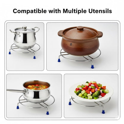 SIGNAMIO® Pack of 3 Stainless Steel Trivets Hot Pot Stand for Kitchen & Dining Table, Heat-Resistant Utensil Holder, Perfect Cooker Stand & Hot Vessel Holder