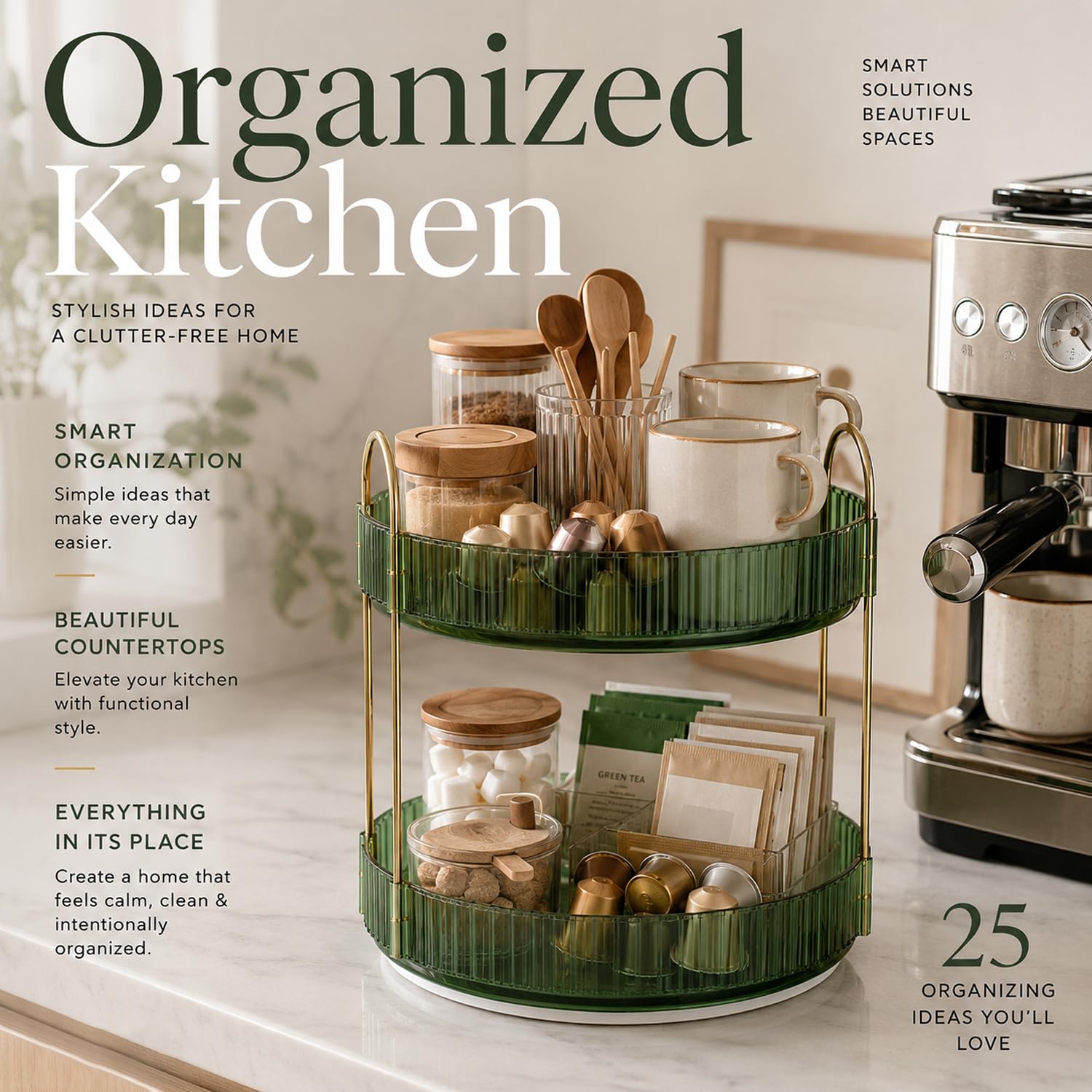 Signamio Gold 2 Tier 360 Rotating Tray Organiser (Vintage Green)