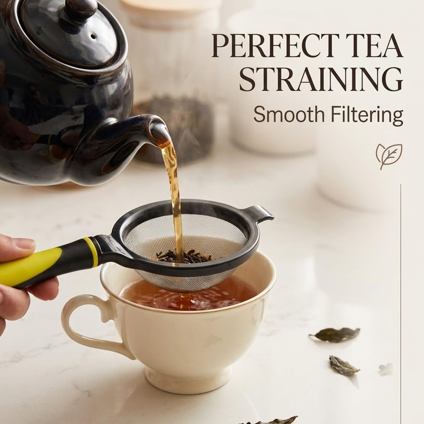 Signamio Tea Strainer Steel Fine Mesh Strainer Stainless Steel Handheld Tea Strainer for Loose Leaf Herbal Infuser Reusable Filter for Cups Mugs Pots Home Kitchen Use