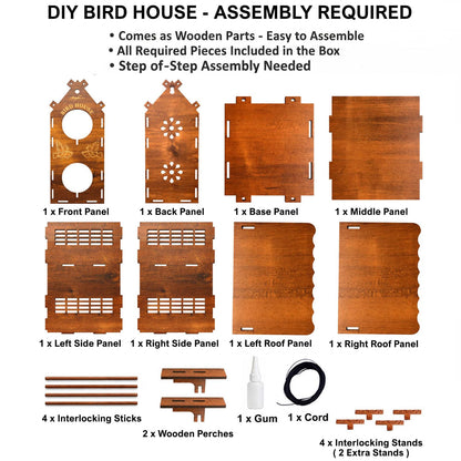 Signamio Upgraded Dual Bird Nest Space, Wooden Bird House - Ideal Birds Nest for Outdoor Gardens, Durable Wood Construction, Perfect for Attracting and Sheltering Diverse Bird Species