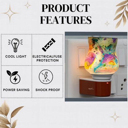 SIGNAMIO Multi Color 2 in 1 Electric Kapoor Dani Burner: Essential Home Fragrance Product & Room Freshener Diffuser with Night Lamp for Pooja Rooms, Aroma, Oil & Camphor Diffuser Capabilities-DN-24