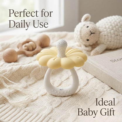 Signamio Silicone Teether for Baby, BPA Free - Food Grade, Non Toxic PVC Free, Easy Grip Handle, Soft Edges, Baby Teethers for 6 to 12 Months, Teethers for 3 to 6 Months, Soft - Yellow