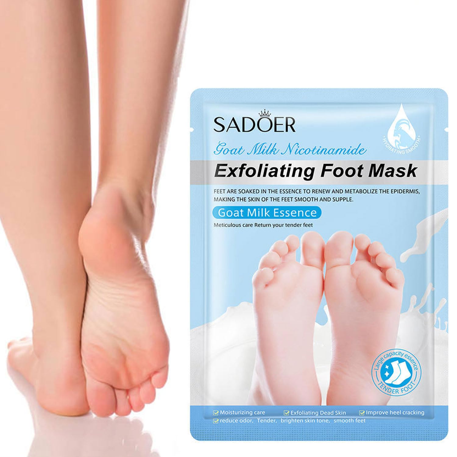 Signamio Foot Mask Peeling Feet Mask for Cracked Feet - Foot Peeling Mask Exfoliator - Callus Remover Foot Mask for Smooth, Soft Feet - Hydrating Foot Care Treatment - Goat Milk