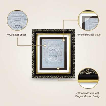 SIGNAMIO 999 Pure Silver Shree Laxmi Yantra for Money Attraction, Protection, and Chakra Healing - Shri Yantra for Prosperity, Spiritual