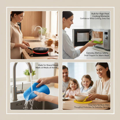 Signamio Silicone Mat for Kitchen - Pack of 4 Round Heat Mats - Coasters for Dining Table for Hot Pots - Durable Trivet Mat for Versatile Use
